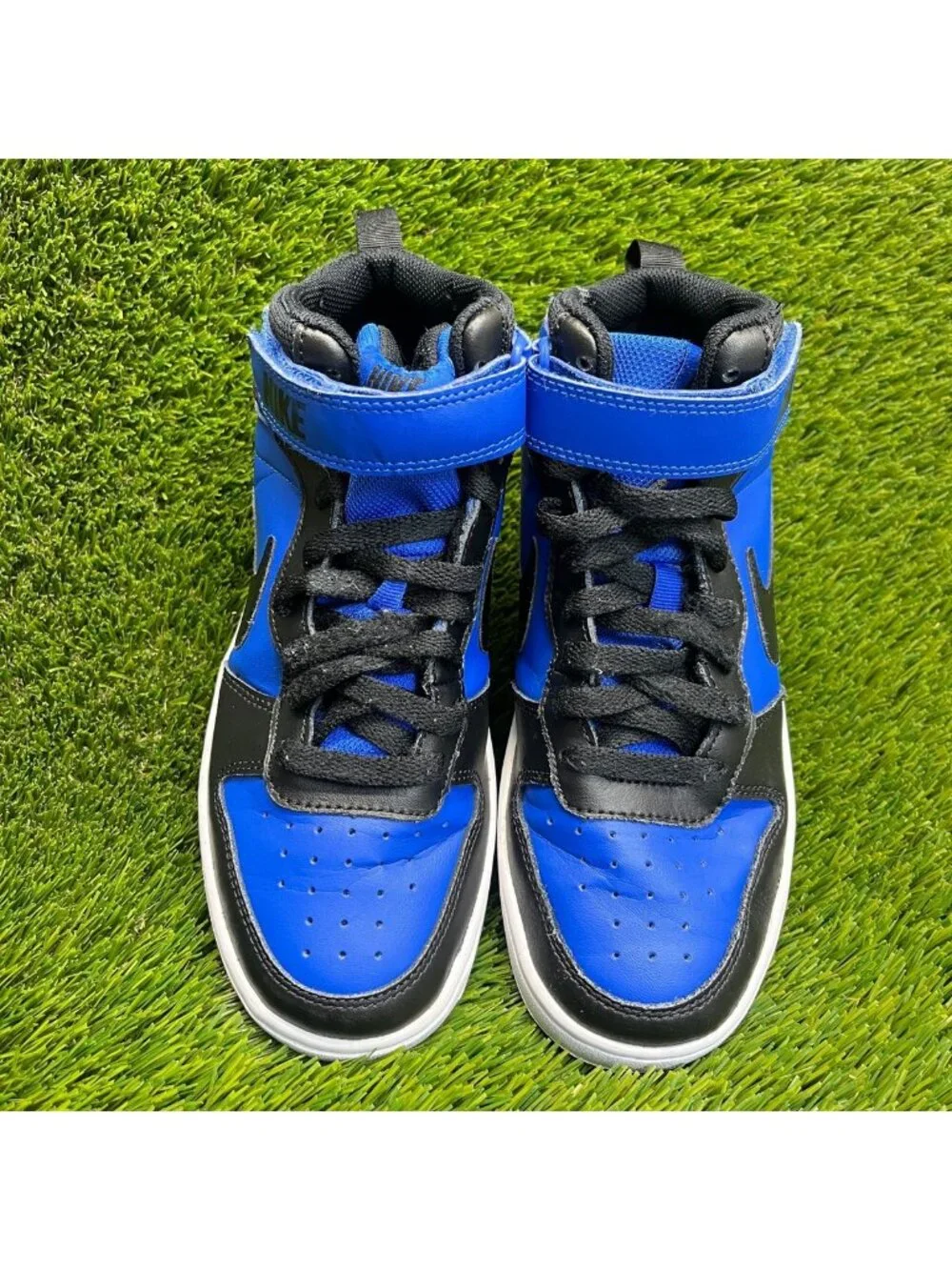 Nike Court Borough Mid 2 GS Boys Size 6Y Blue Black Basketball Shoes Sneakers